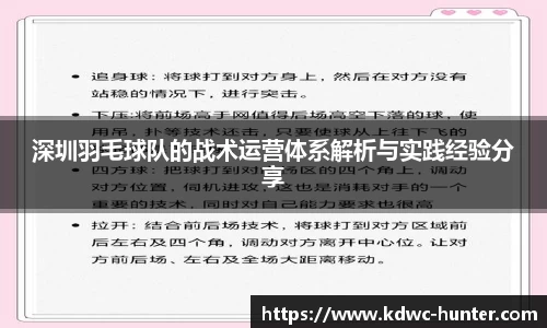 深圳羽毛球队的战术运营体系解析与实践经验分享