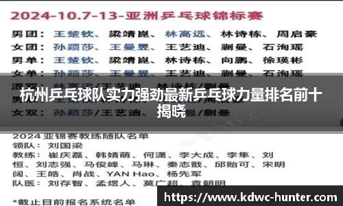 杭州乒乓球队实力强劲最新乒乓球力量排名前十揭晓