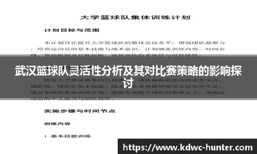 武汉篮球队灵活性分析及其对比赛策略的影响探讨